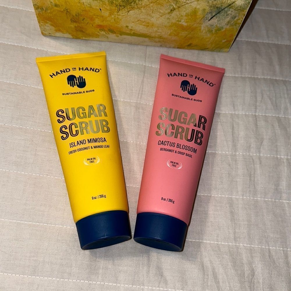 HAND in HAND Set of two 9oz sugar scrubs ISLAND MIMOSA & CACTUS BLOSSOM